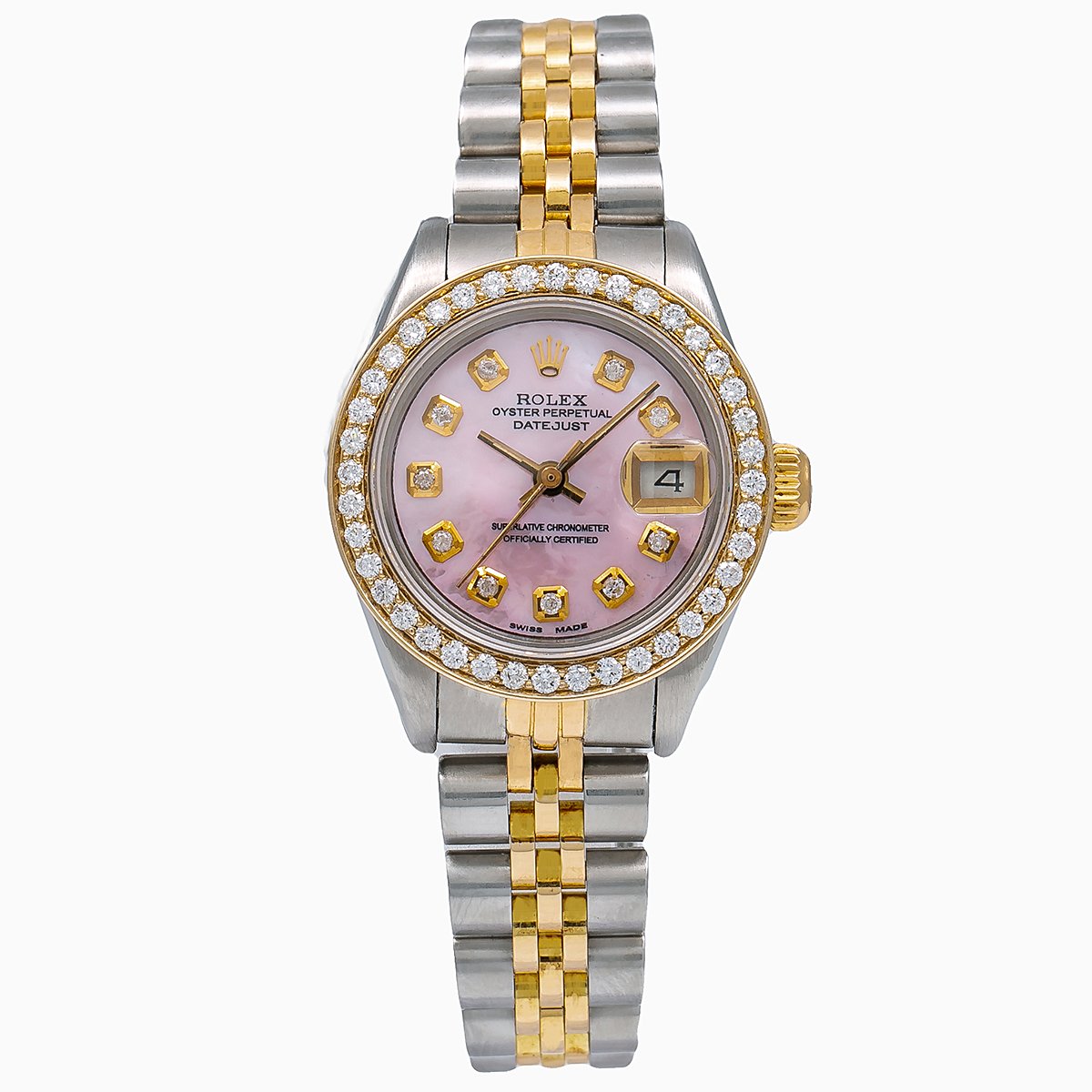 rolex oyster perpetual datejust 18k gold with leather strap